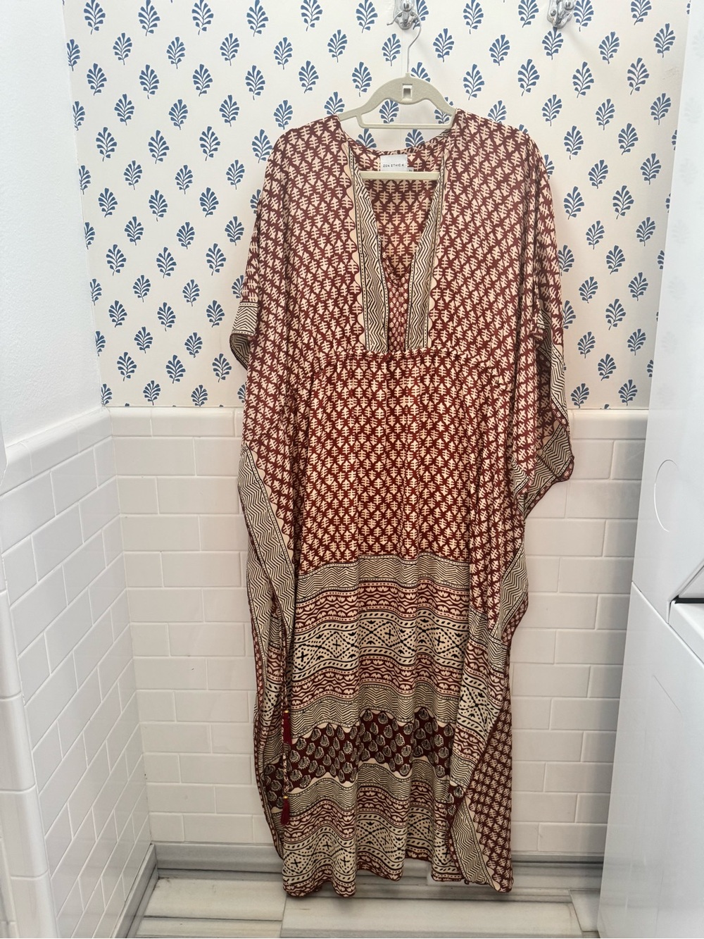 Boho Red Printed Kaftan Dress